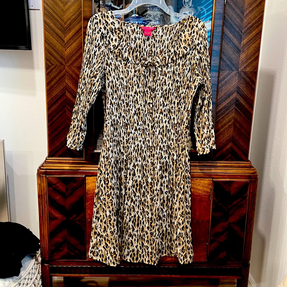 Sunny Leigh Cheetah Print Pleated Dress